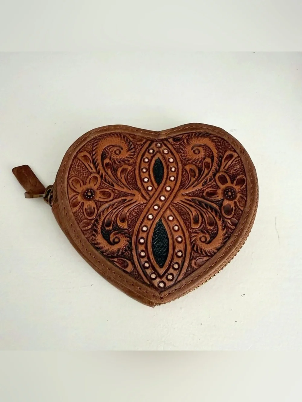 LOYAL WEST CUPID COIN POUCH - HANDTOOLED LEATHER